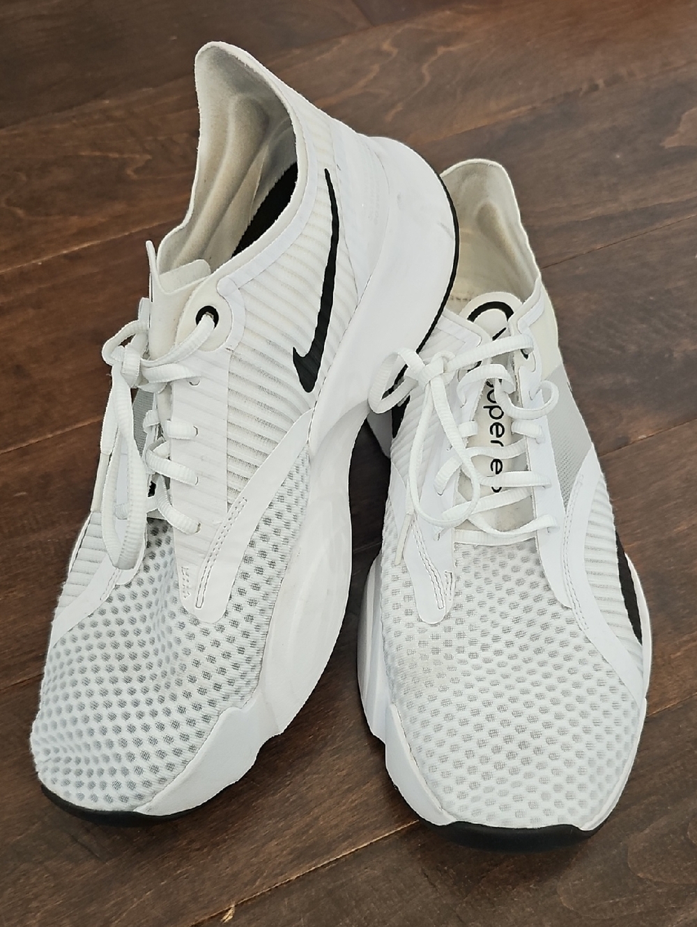 Nike Men’s 10.5 SuperRep Go White Sneakers with Black Swoosh Accent